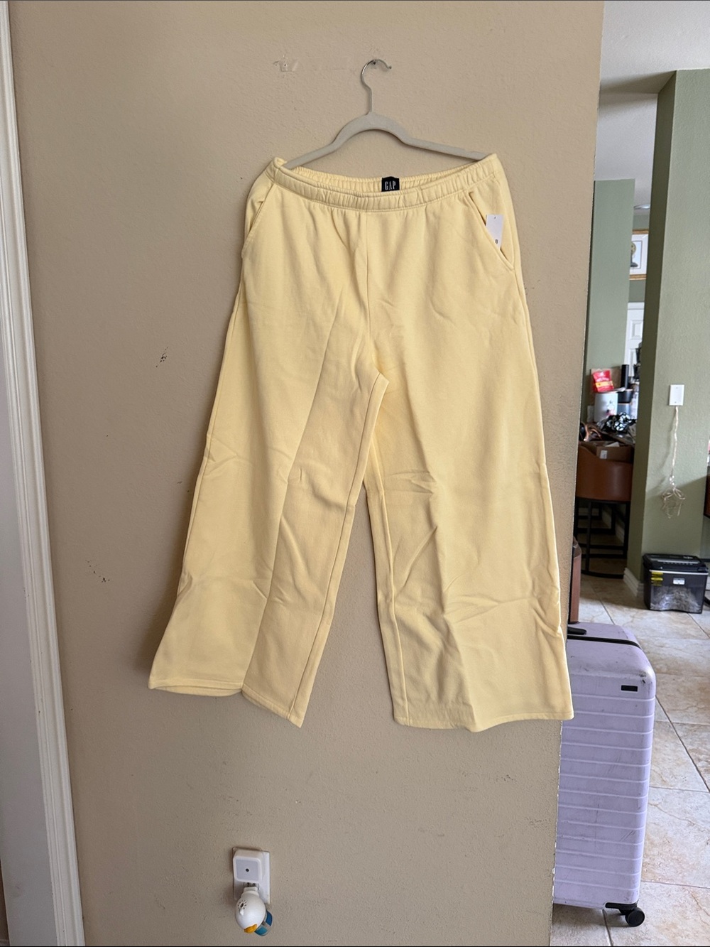 GAP Pale Yellow Wide-Leg Track Pants